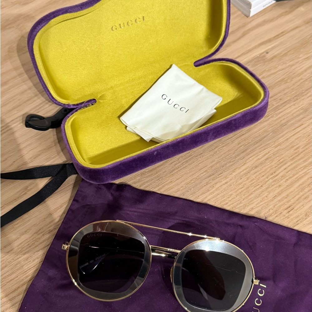 Gucci Sunglasses with Purple and Yellow Case